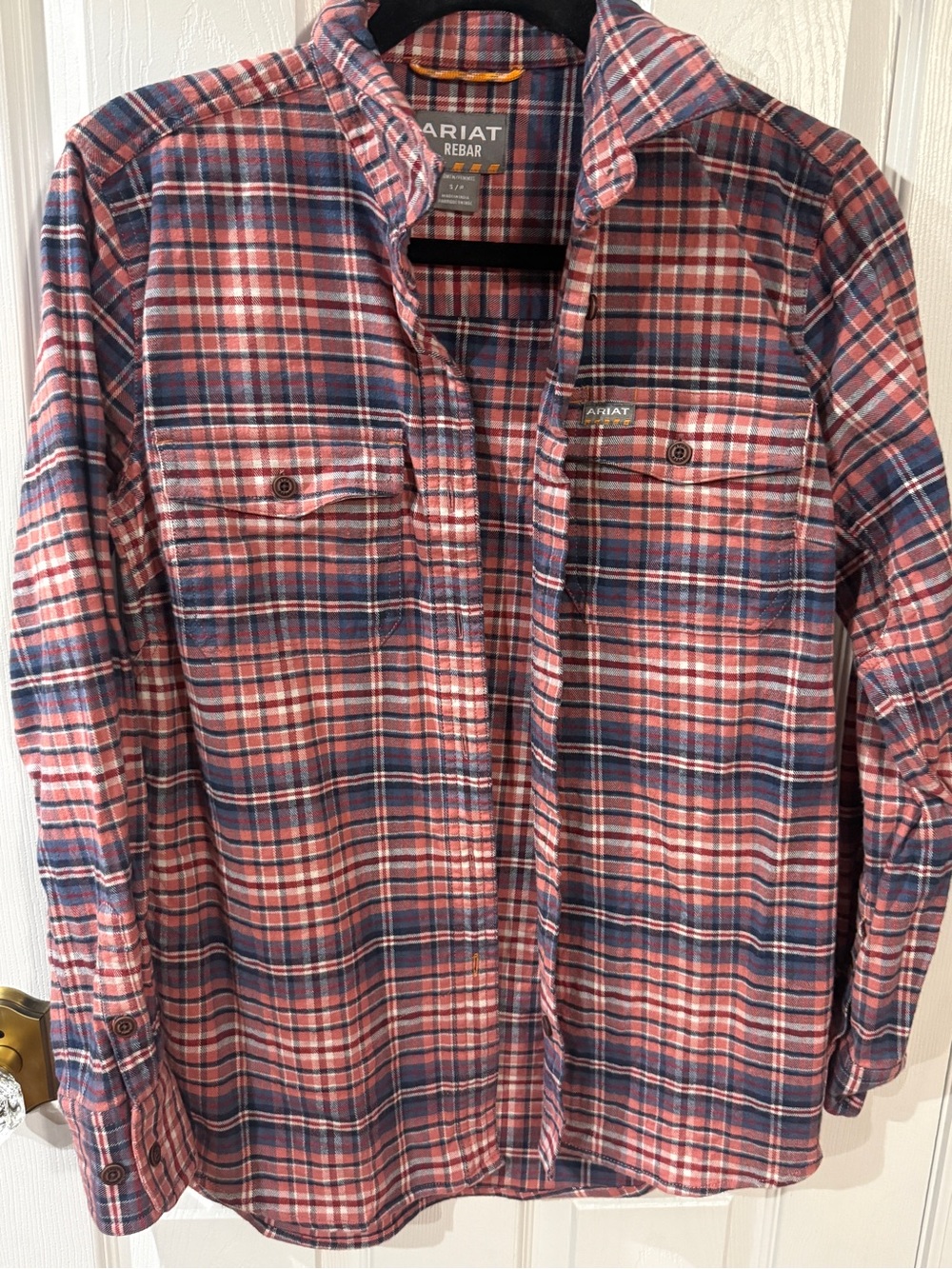 Ariat women’s Pink, White & Blue Plaid Flannel Shirt